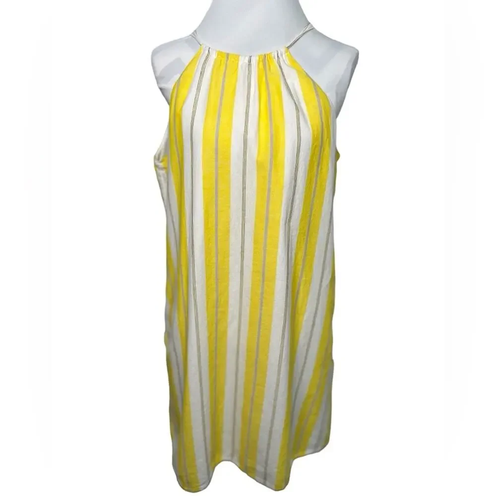 Tommy Bahama | Dresses | Tommy Bahama Striped Yellow White Grey Lined Halter Dress Mini